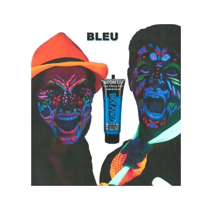 Déguisement - Tube de peinture UV corps et visage - Bleu fluo - 10 ml