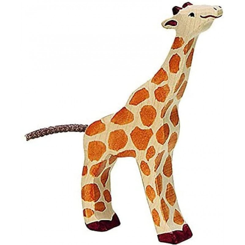 Holztiger - Figurine animal en bois - Petite girafe mangeant