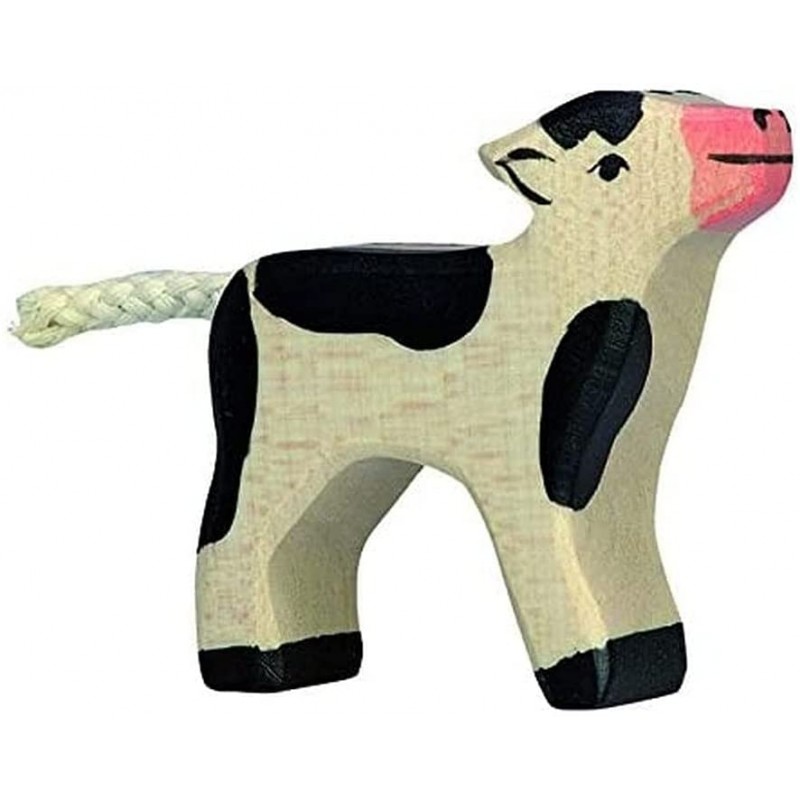 Holztiger - Figurine animal en bois - Veau noir