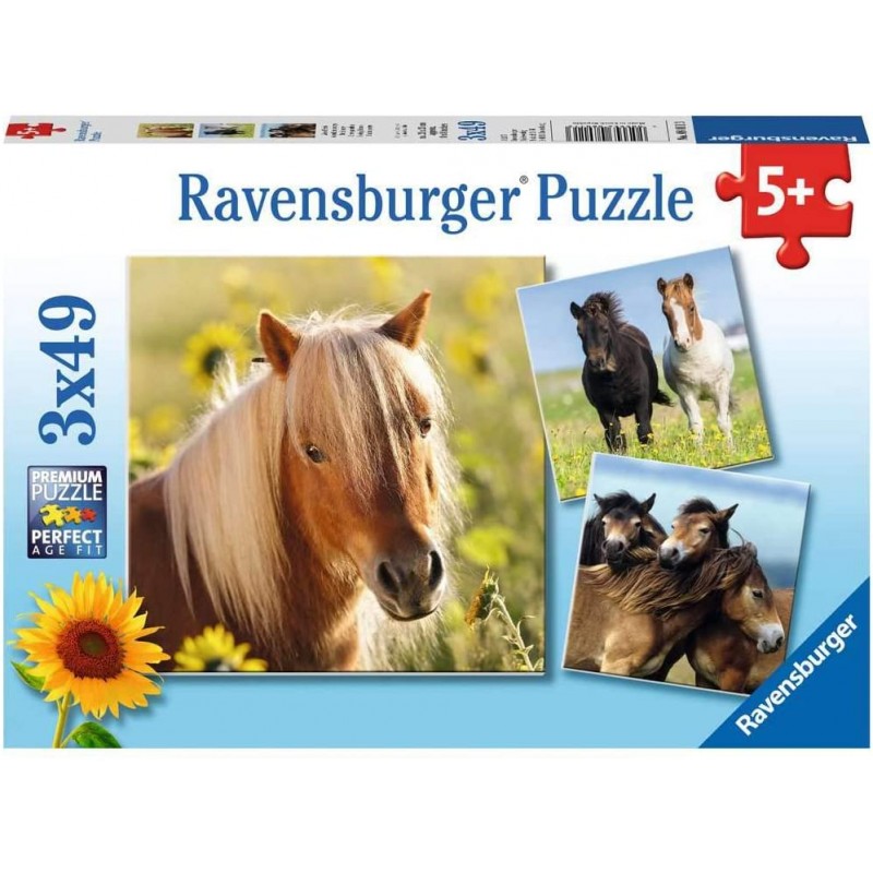 Ravensburger - Puzzles 3x49 pièces - Adorables poneys