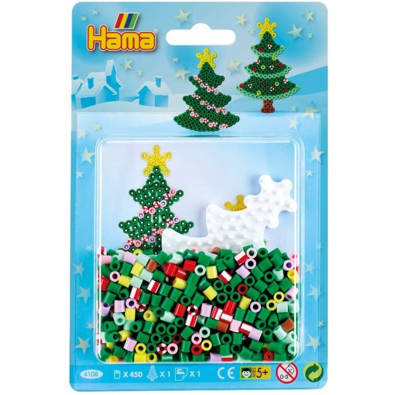 Hama - Perles - 4108 - Taille Midi - Blister Petit modèle et plaque Sapin de Noël