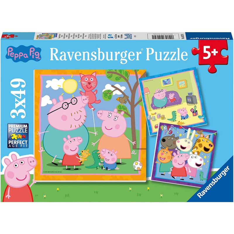 Ravensburger - Puzzles 3x49 pièces - La famille et les amis de Peppa Pig