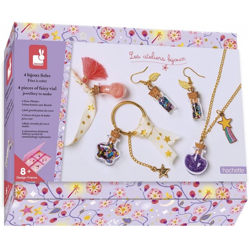 Janod - Loisirs créatifs - Coffret 4 bijoux fioles de fées à créer