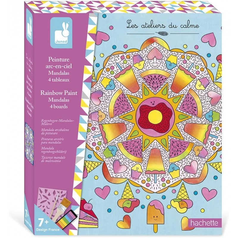 Janod - Loisirs créatifs - Coffret peinture arc-en-ciel mandala