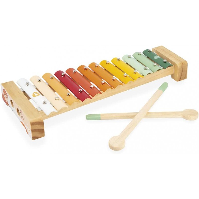 Janod - Instrument de musique - Xylophone en métal et bois Sunshine