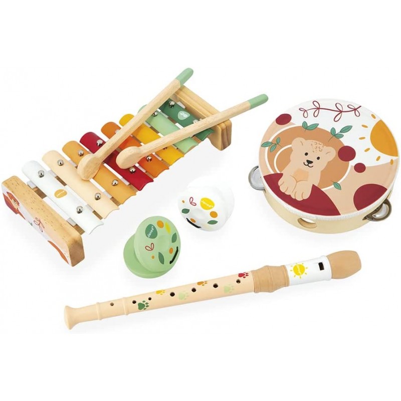 Janod - Set musical - 5 Instruments en bois sunshine