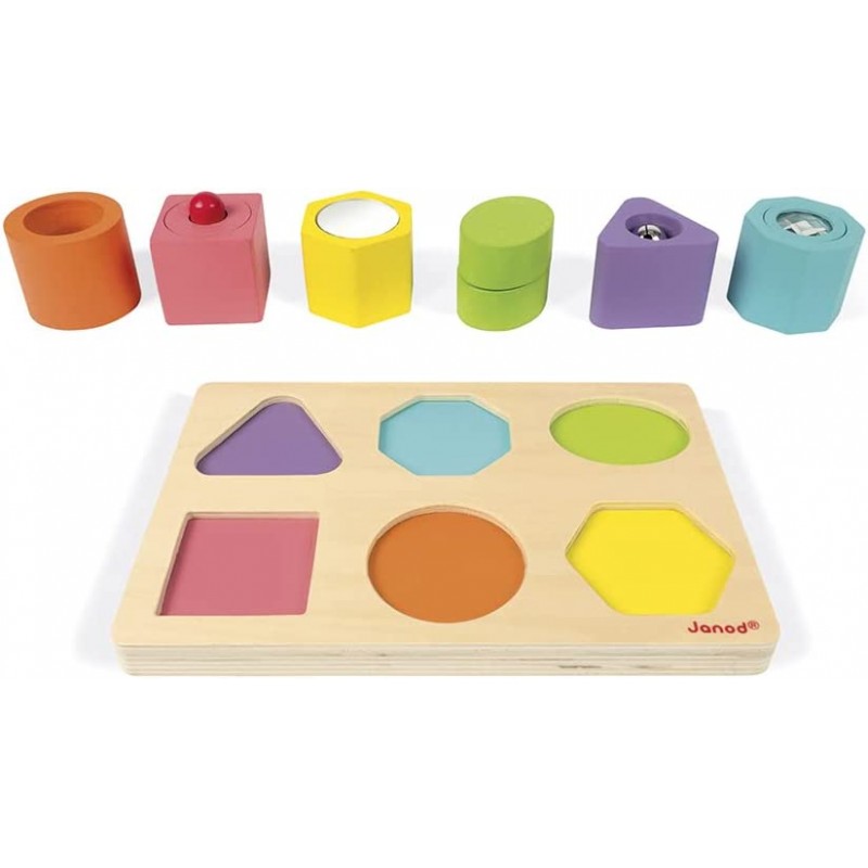 Janod - Puzzle 6 cubes sensoriels en bois