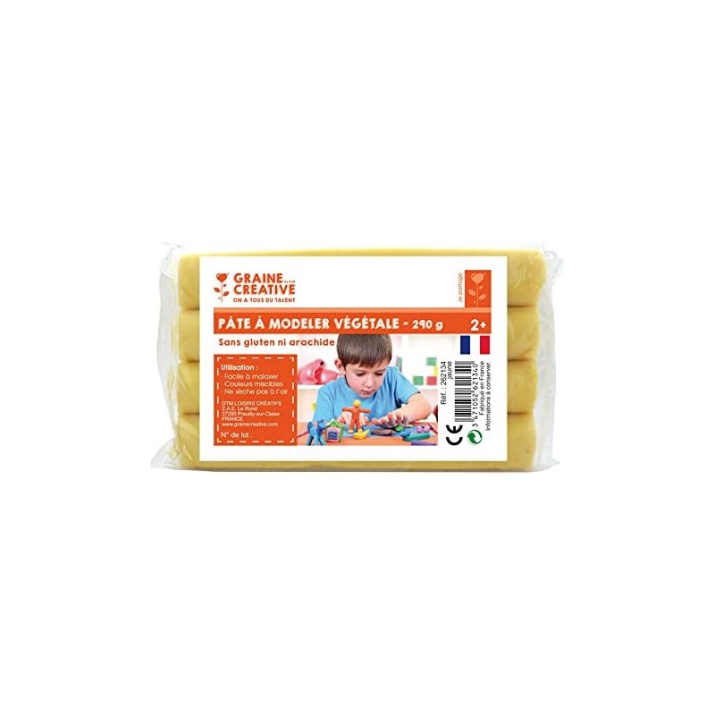 Graine Créative - Loisirs créatifs - Pâte à modeler végétale - Jaune - 290 g