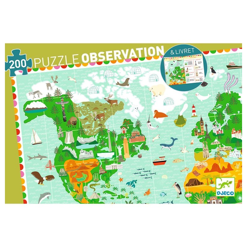 Djeco - DJ07412 - Puzzles 200 pièces observation - Tour du monde