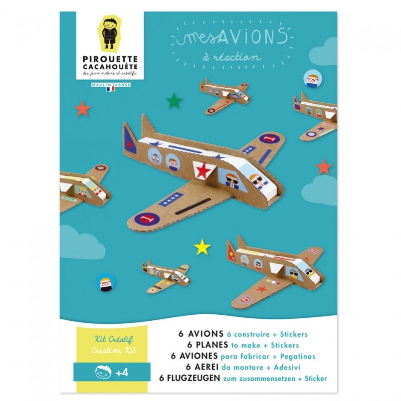 Pirouette Cacahouète - Loisirs créatifs - Avions à fabriquer en carton et stickers