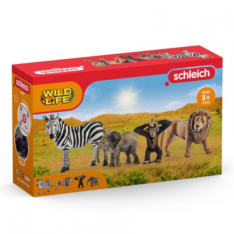Schleich 42387 Coffret Kit De Base Wild Life Avec 4 Animaux Sauvages