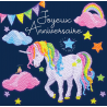 OZ - Loisirs créatifs - Crystal Art - Kit carte broderie diamant 18x18cm Anniversaire licorne