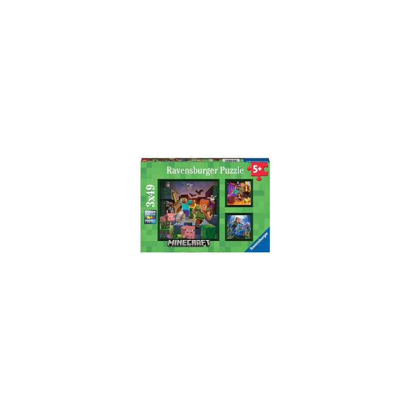 Ravensburger - Puzzles 3x49 pièces - Biomes de Minecraft