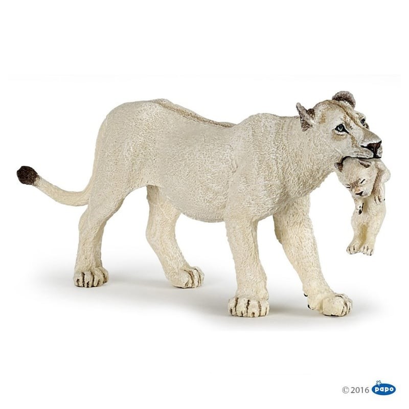 Papo - Figurine - 50203 - La vie sauvage - Lionne blanche avec lionceau