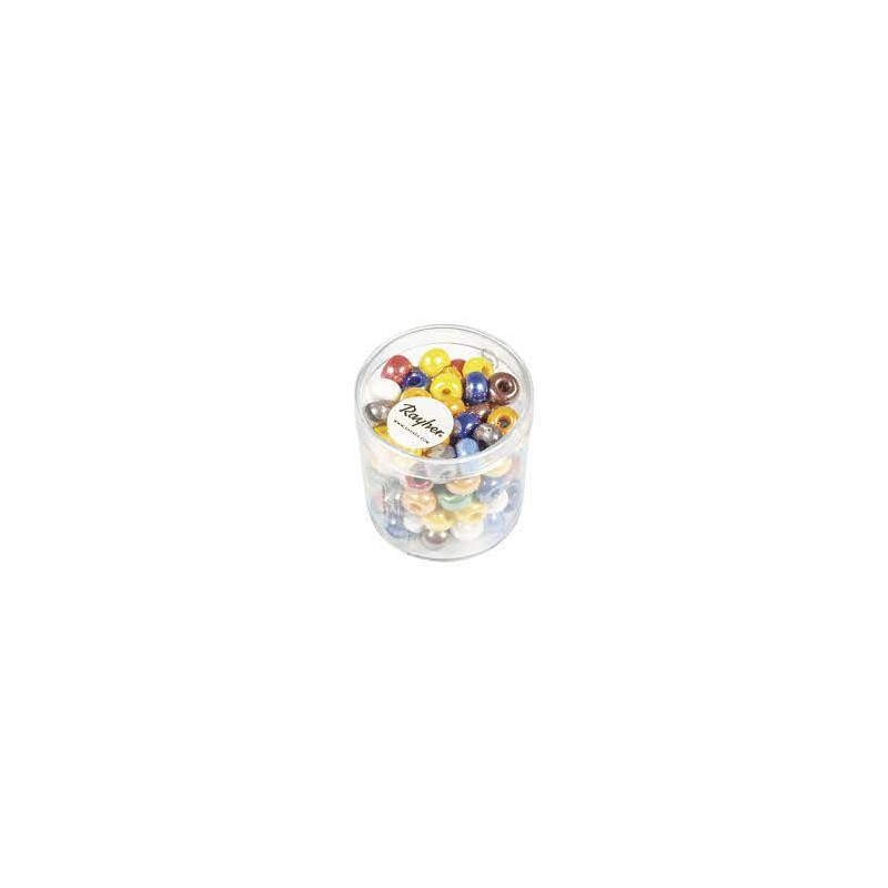 Rayher - Boîte de perles en verre opaques à grand trou - Multicolore - 8,7 mm - 55 grammes