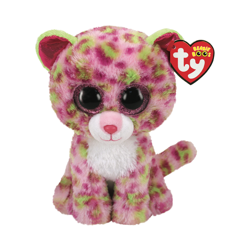 Peluche TY - Peluche 15 cm - Lainey le léopard rose et vert