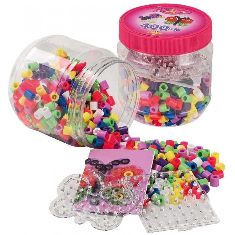 Hama - Perles - 8791 - Taille Maxi - Pot rose 400 perles avec 2 plaques