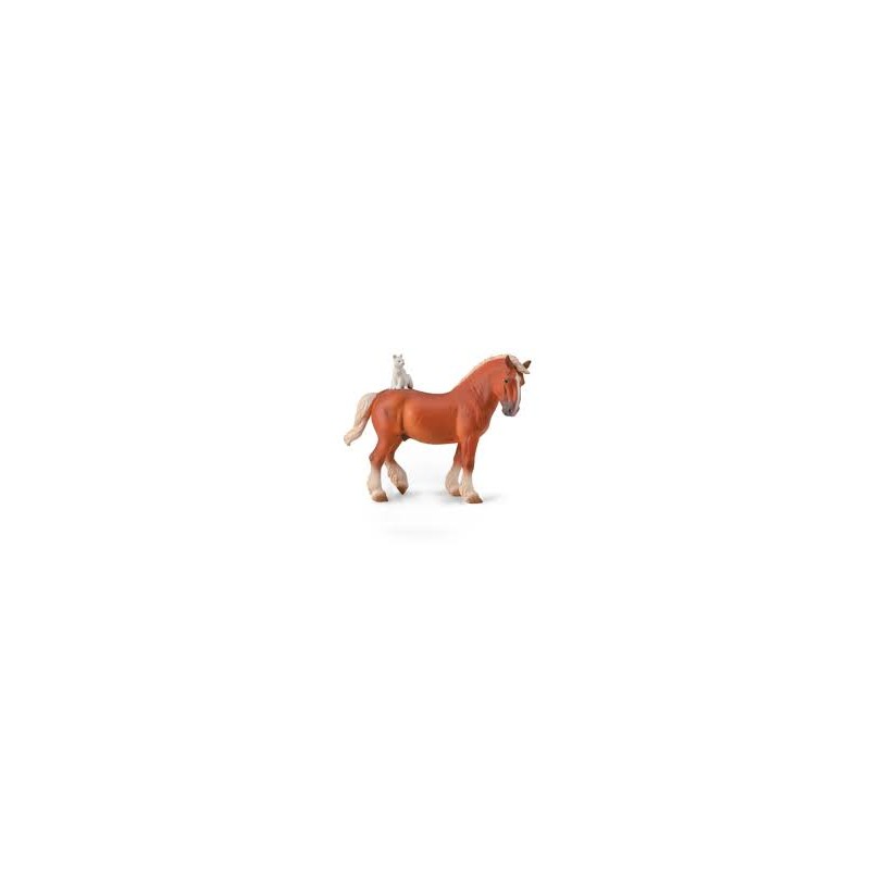 DAM - Figurine de collection - Collecta - Chevaux - Cheval De Trait Avec Chat - (XL)