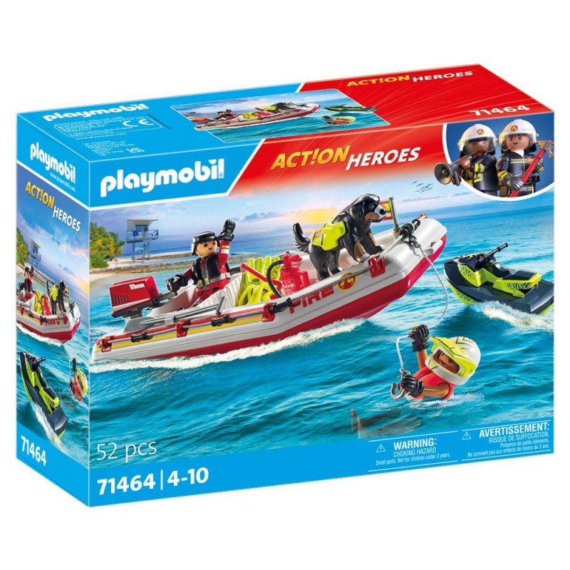 Playmobil - 71464 - Action Heroes - Bateau de pompier et scooter des mers