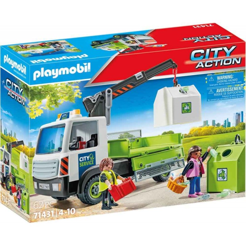 Playmobil - 71431 - City Action - Camion grue de recyclage de verre