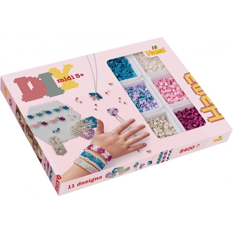 Hama - 3712 - Loisirs créatifs - Coffret 2400 perles - Boîte d'activités avec 11 designs