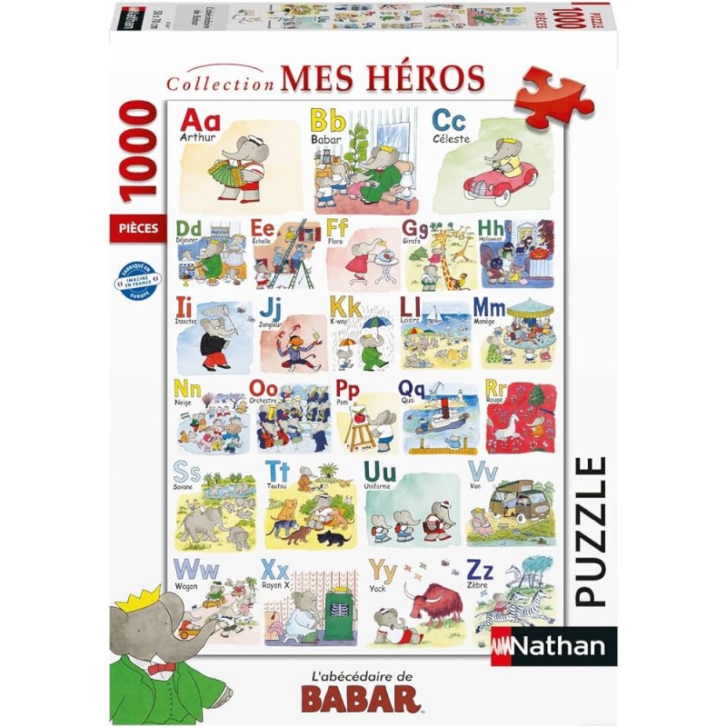 Nathan - Puzzle 1000 pièces - L'abécédaire de Babar