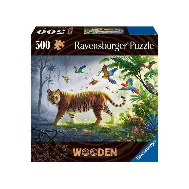 Ravensburger - Puzzle en bois - Rectangulaire - 500 pièces - Tigre de la jungle