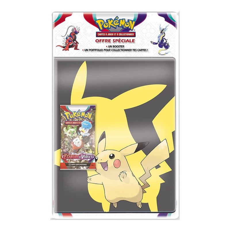 Pokemon - Cahier range cartes A4 pour 180 cartes avec booster Pokemon