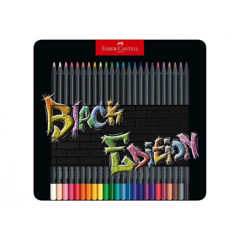 Faber-Castell - Beaux arts - Black Edition - Pochette de 24 crayons de couleur