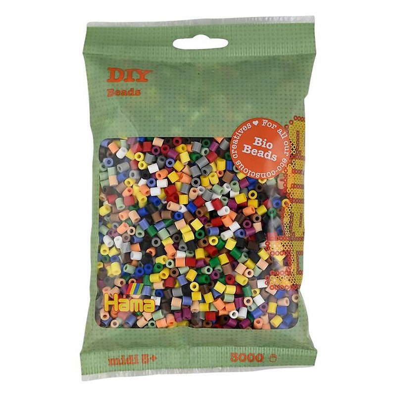 Hama - 191-199 - Perles à repasser - Midi sachet 3000 perles BIO mix 15 couleurs