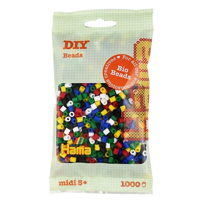 Hama - 190-198 - Perles à repasser - Midi sachet 1000 perles BIO mix 6 couleurs