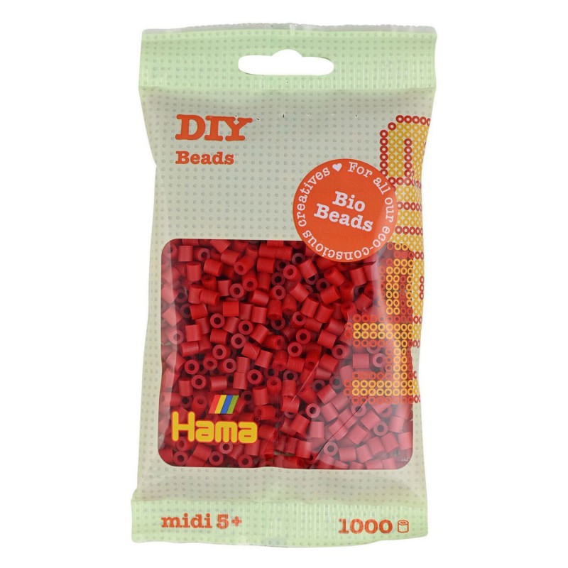 Hama - 190-022 - Perles à repasser - Midi sachet 1000 perles BIO rouge noël