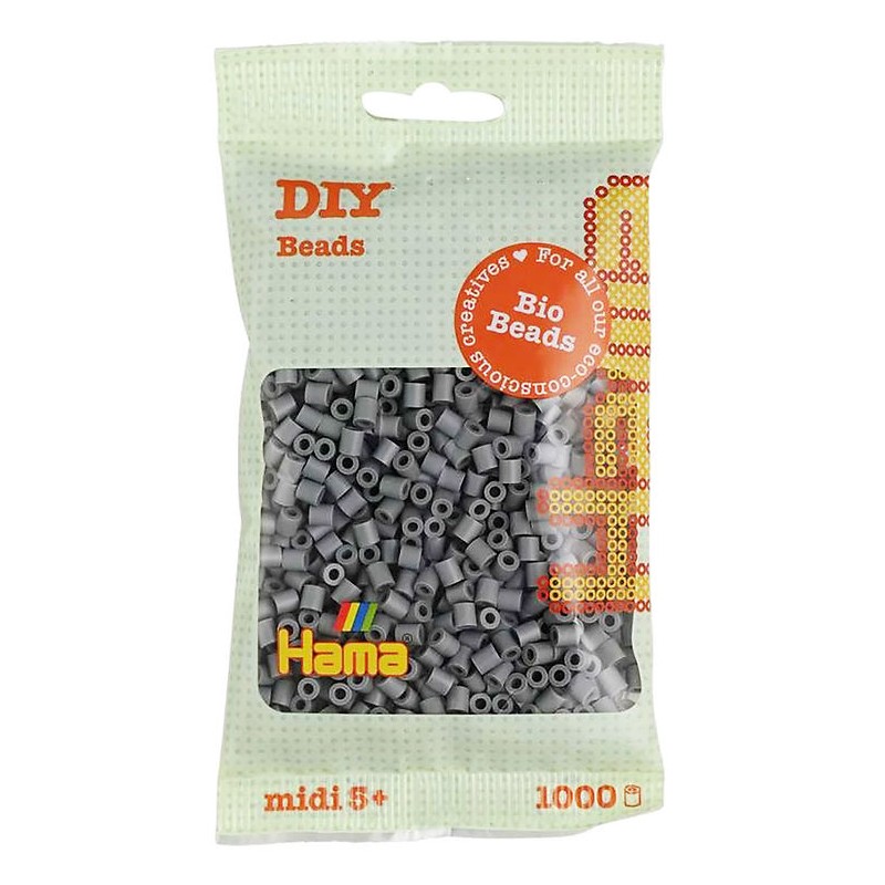 Hama - 190-017 - Perles à repasser - Midi sachet 1000 perles BIO gris