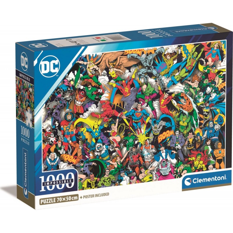 Clementoni - Compact Puzzle 1000 pièces - Impossible Justice League