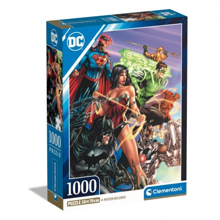 Clementoni - Compact Puzzle 1000 pièces - DC Comics, Justice League