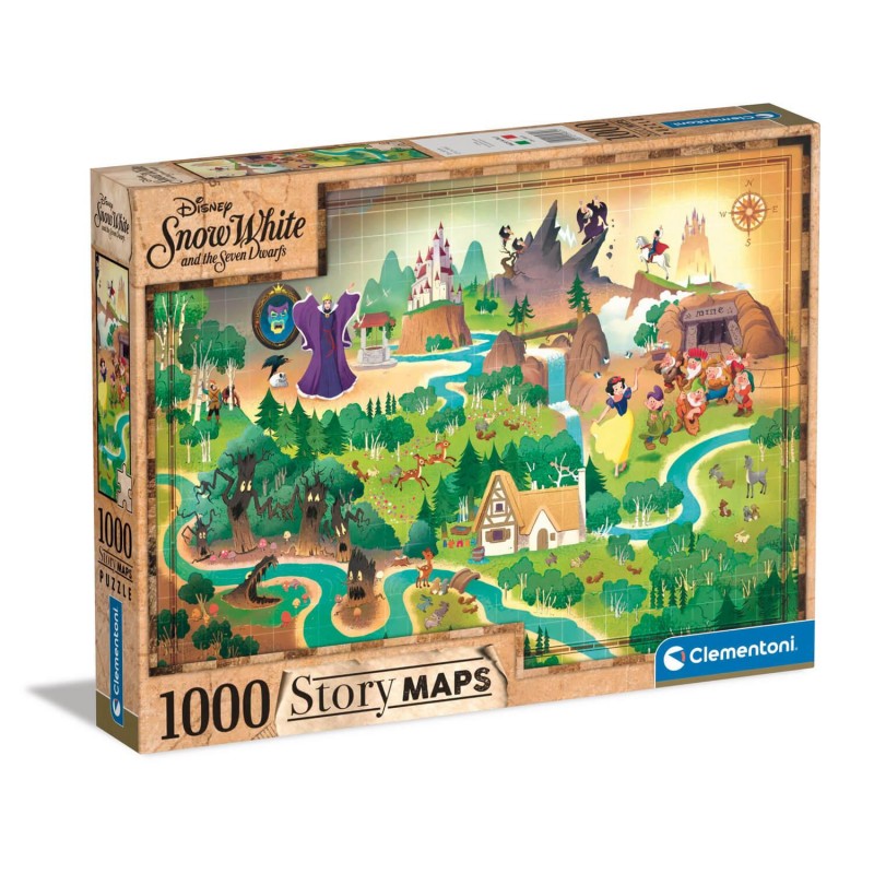 Clementoni - Disney Maps - Puzzle 1000 pièces - Blanche-Neige