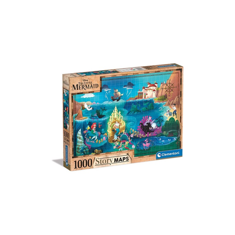 Clementoni - Disney Maps - Puzzle 1000 pièces - La Petite Sirène