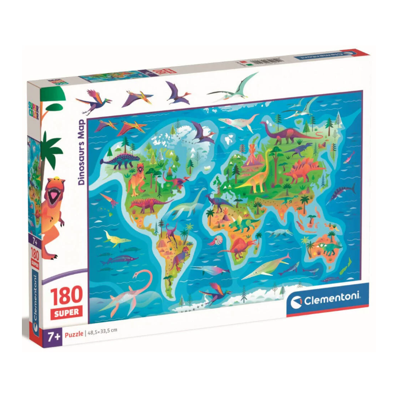 Clementoni - Puzzle 180 pièces - Dinosaurs Map