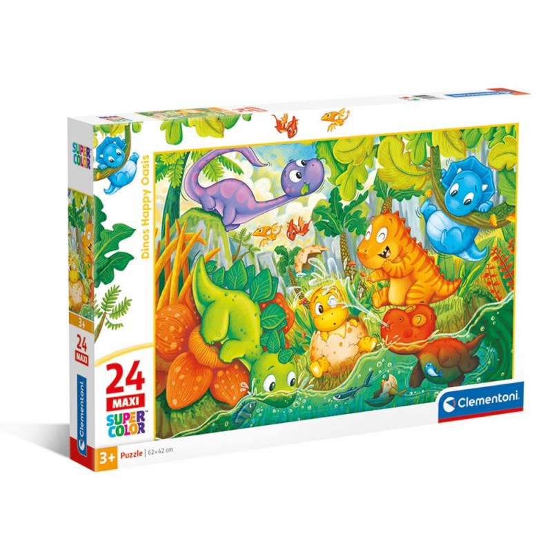 Clementoni - Puzzle 24 pièces Maxi - Dinos Happy Oasis