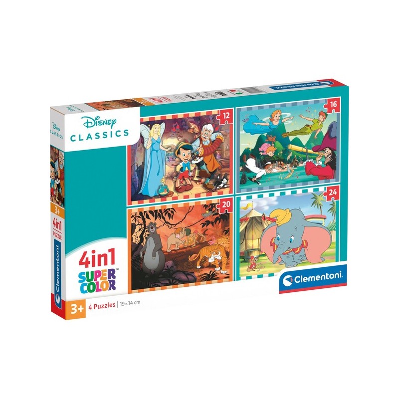 Clementoni - Puzzle 4 en 1 - Disney Classics