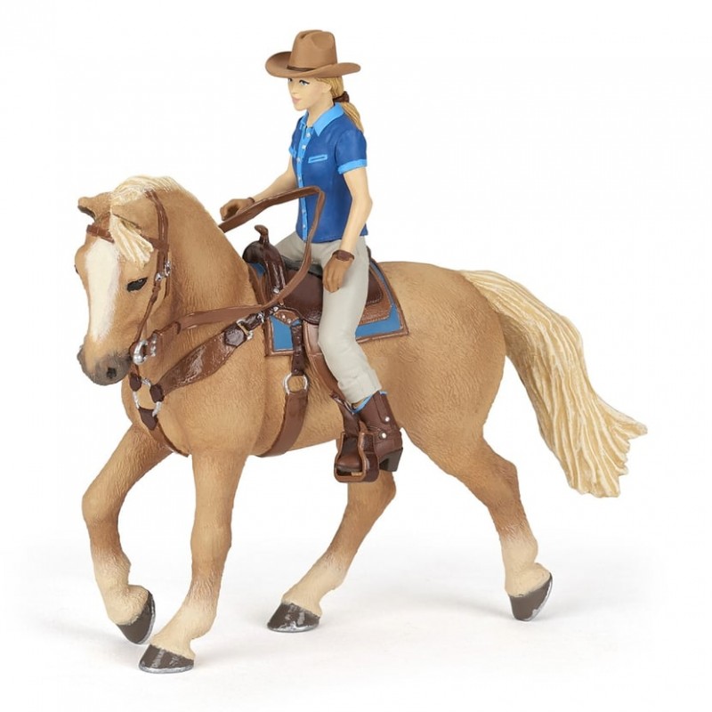 Papo - Figurine - 51566 - Chevaux, poulains et poneys - Cheval western et sa cavalière