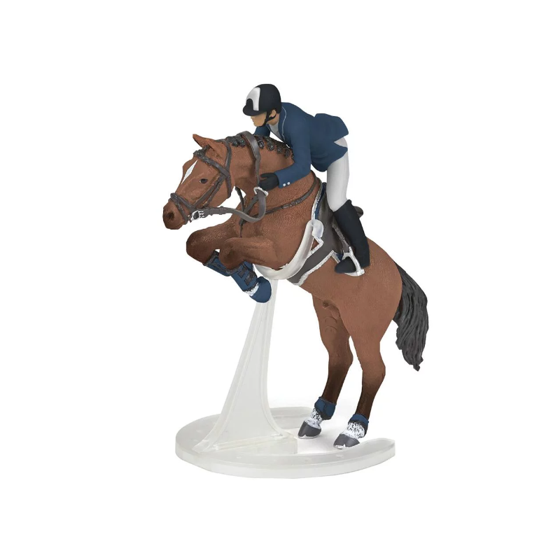 Papo - Figurine - 51562 - Chevaux, poulains et poneys - Cheval de saut d'obstacle et son cavalier