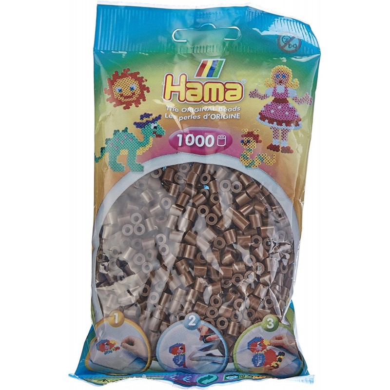 Hama - Perles - 207-12 - Taille Midi - Sachet 1000 perles marron