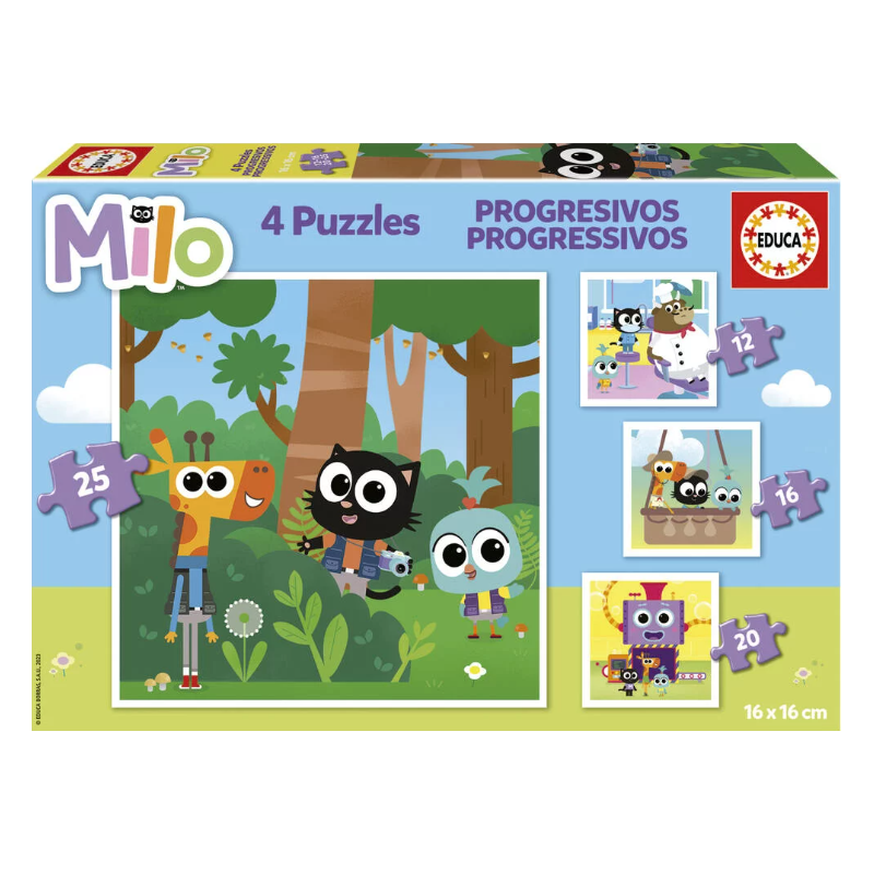 Educa - Puzzle progressif Milo - 12-16-20-25 pièces