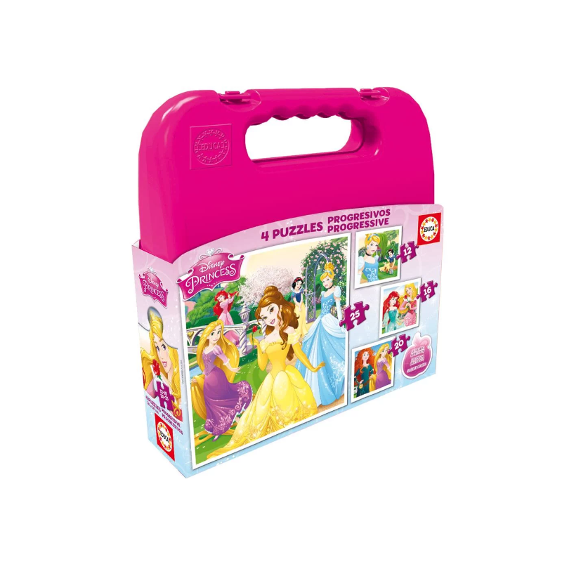 Educa - Malette puzzles progressifs 12-16-20-25 pièces - Disney princess