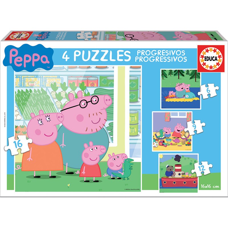 Educa - Puzzle progressif peppa pig - 6-9-12-16 pièces