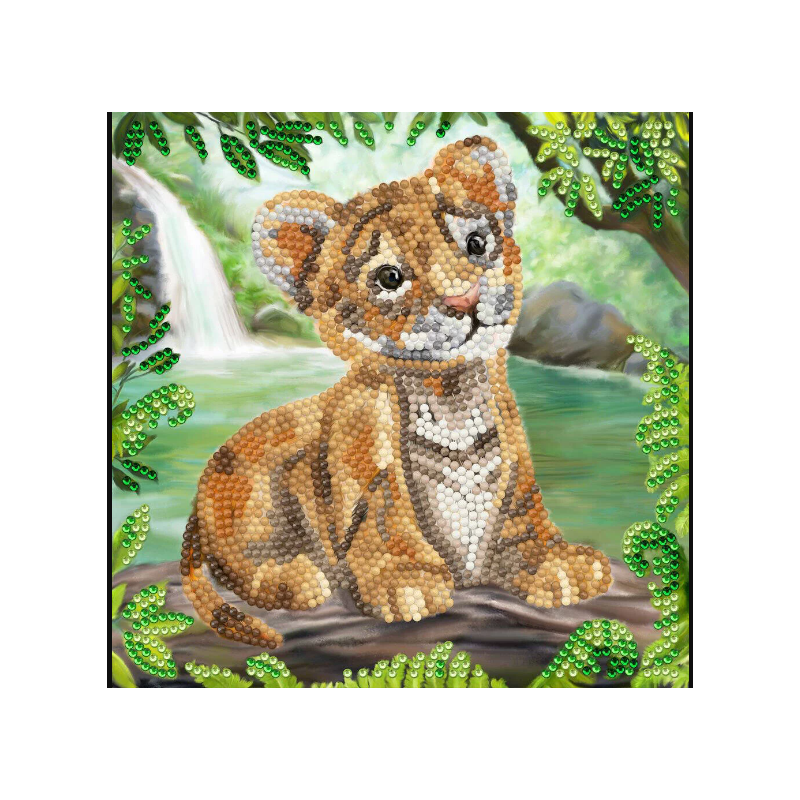 OZ - Loisirs créatifs - Crystal Art - Kit carte broderie diamant 18x18cm - Bébé tigre