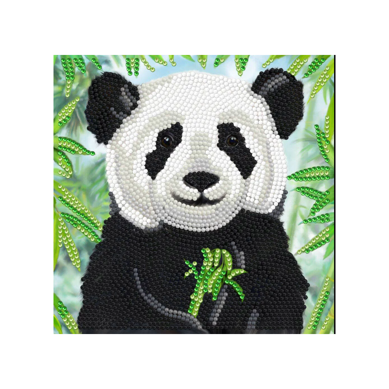 OZ - Loisirs créatifs - Crystal Art - Kit carte broderie diamant 18x18cm - Bébé panda