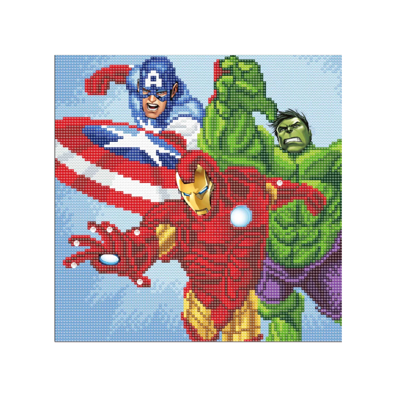 OZ - Loisirs créatifs - Crystal Art - Kit tableau broderie à diamanter 30x30cm - Marvel Super Heroes