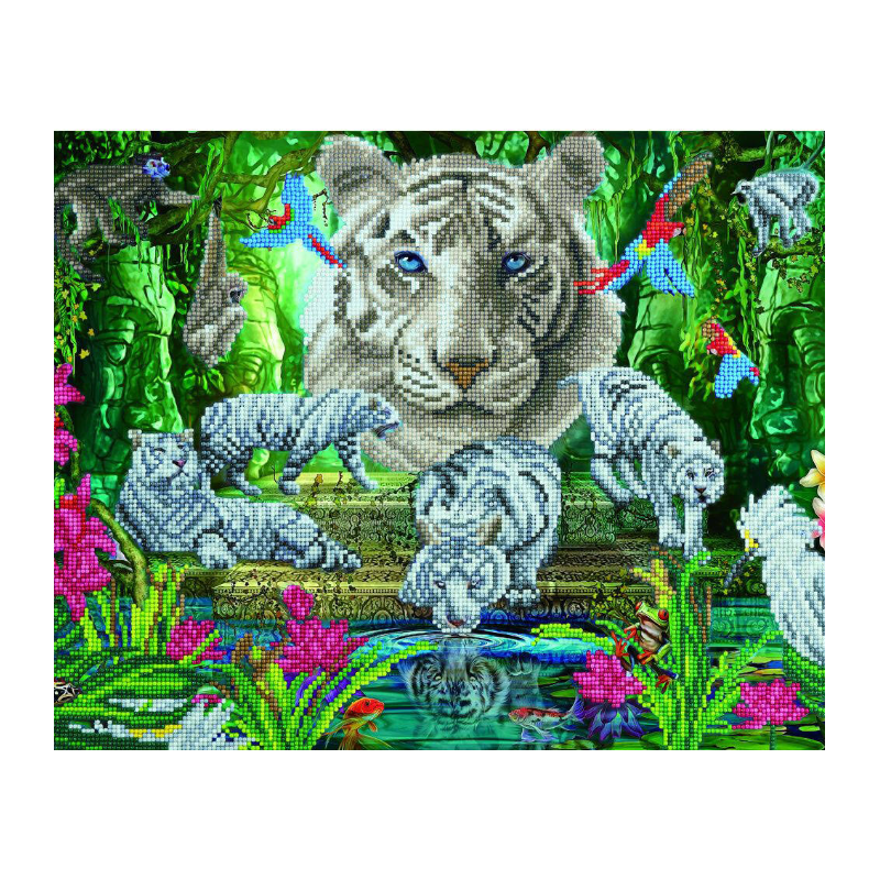 OZ - Loisirs créatifs - Crystal Art - Kit tableau broderie diamant 40x50cm - Jungle exotique